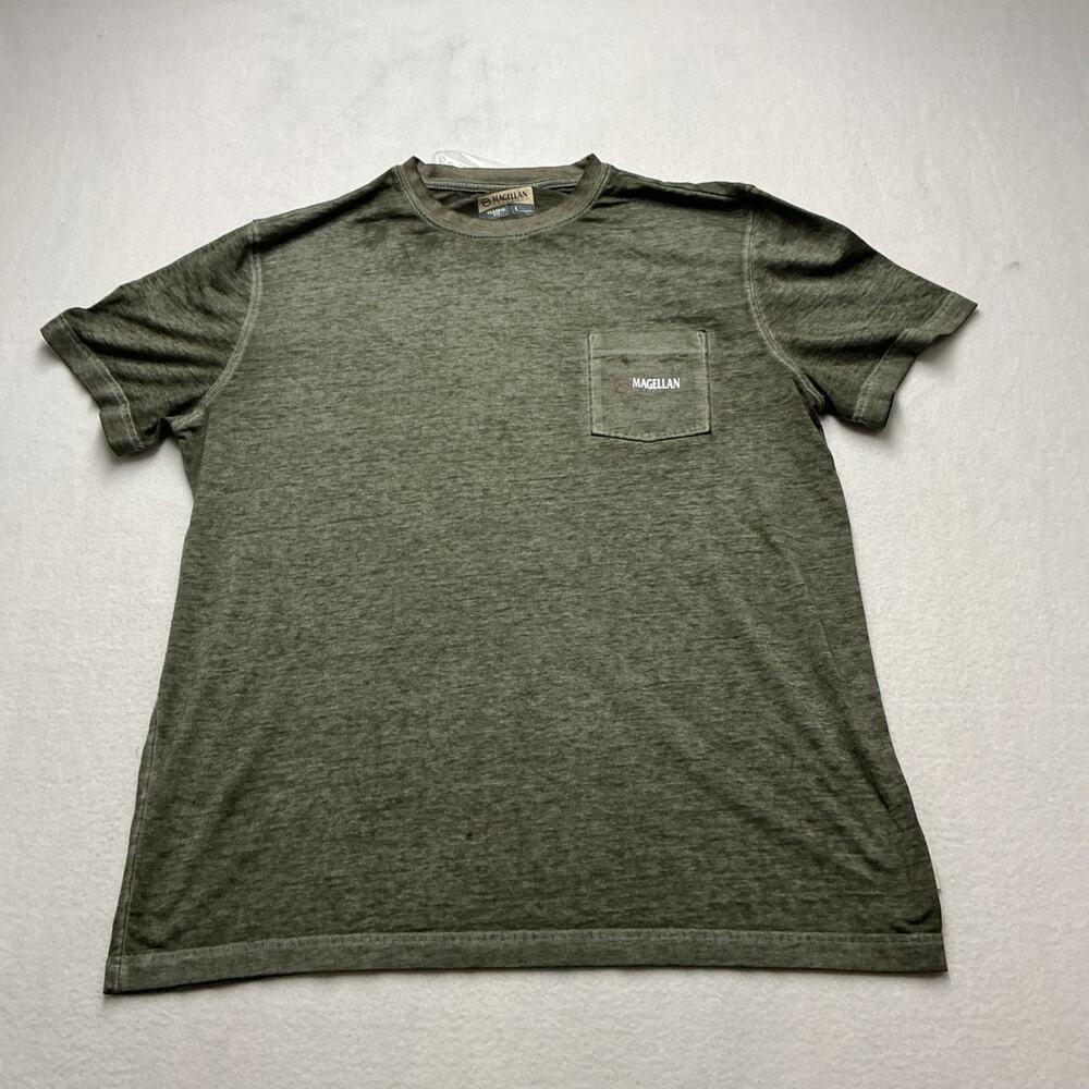 Magellan Outdoors Shirt T-Shirt Classic Fit Gray Pocket Logo Mens Sz L, 4298